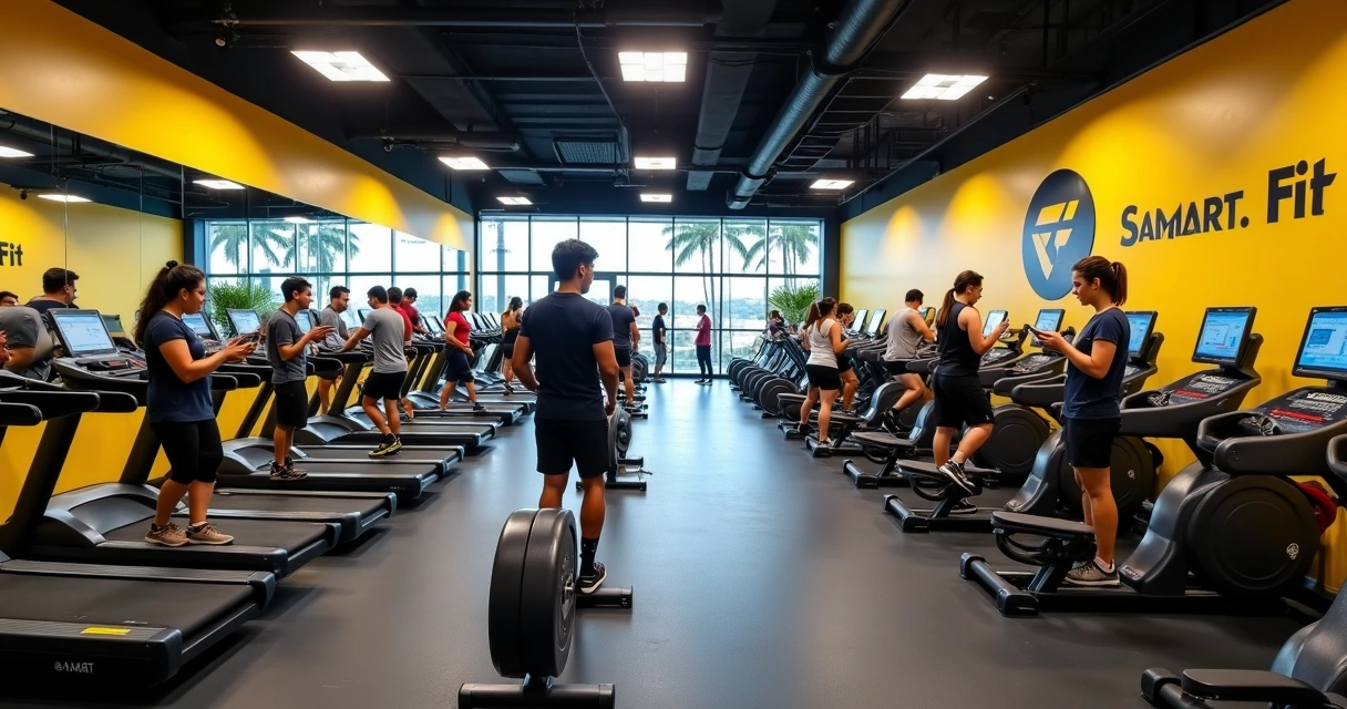 Alunos treinando em academia Smart Fit em Natal com equipamentos modernos